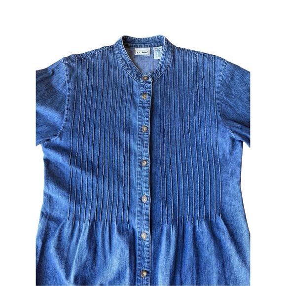 Vintage L.L Bean 100% Cotton Cottage Core Button Front Denim Dress - Picture 5 of 11
